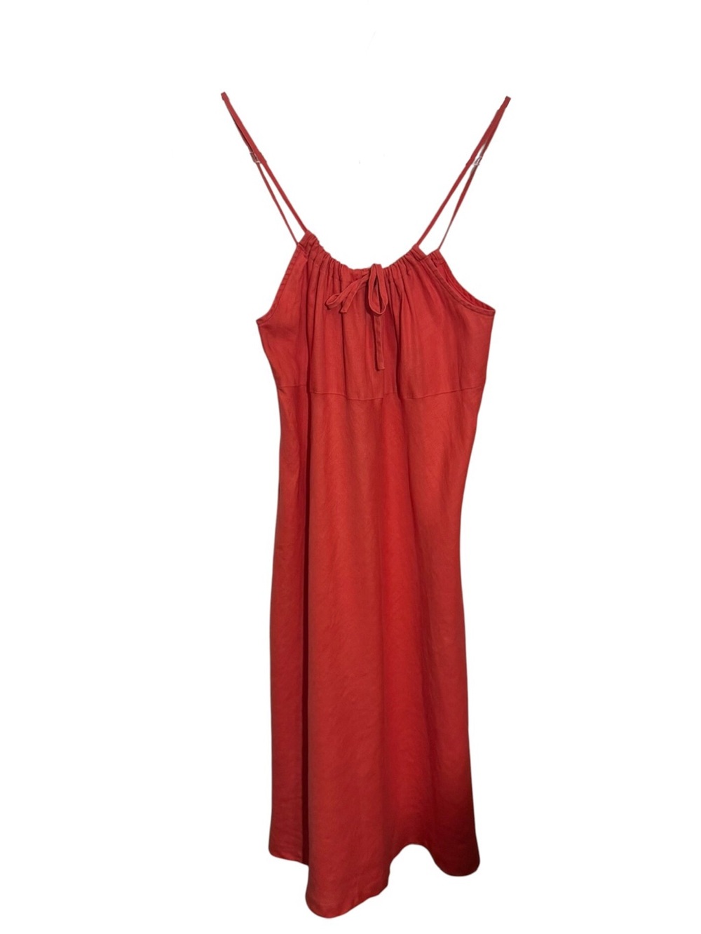 Gap Size 8 Salmon Orange Linen Sun Dress Y2K Boho Cottagecore Midi Length